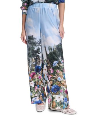 KARL LAGERFELD PARIS Women's Paris Scene Printed Pull-On Pants