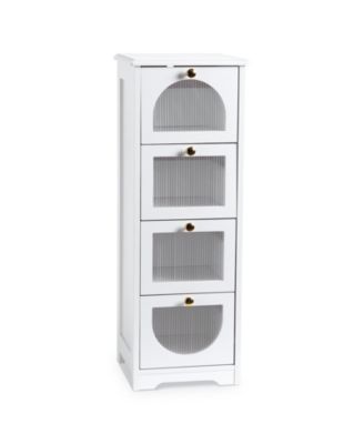 homfan Narrow Bathroom Storage Cabinet with 4 Drawers, Slim Floor Organizer for Hallway, Living Room, Entryway