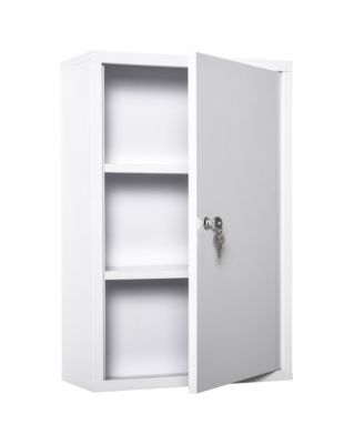 BUSDAYS   Steel Wall Mount Medicine Cabinet 3 Tier Lockable Emergency Box for Bathroom Kitchen with 2 Keys