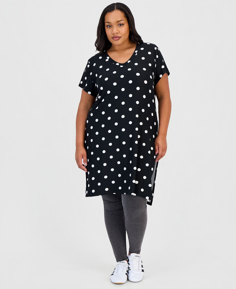 FULL CIRCLE TRENDS Trendy Plus Size Printed V-Neck Tunic