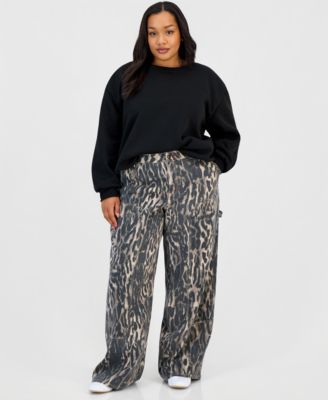 Madden Girl Trendy Plus Size Ultra 90s Printed Carpenter Jeans