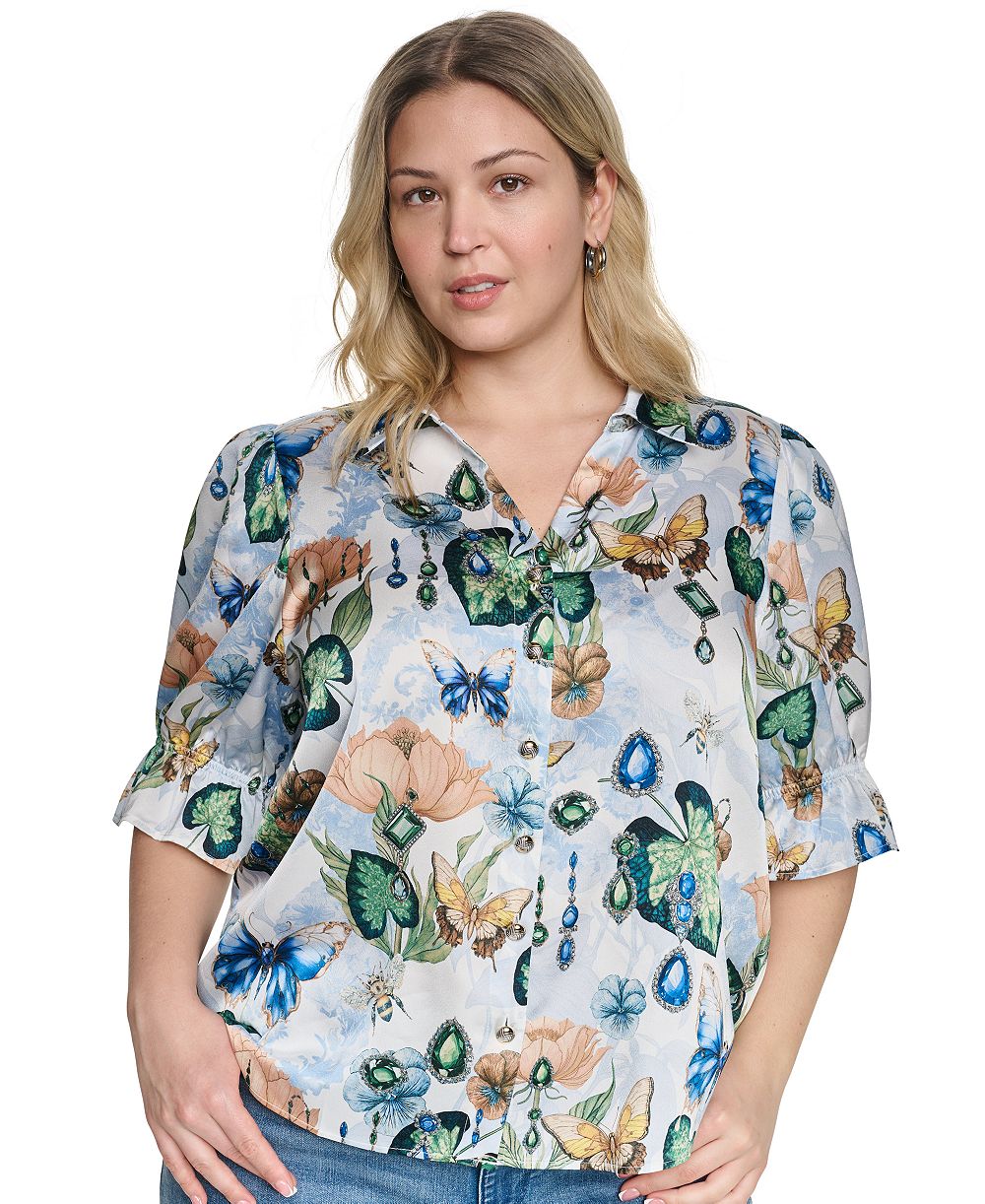 KARL LAGERFELD PARIS Plus Size топ с воротником и пуговицами