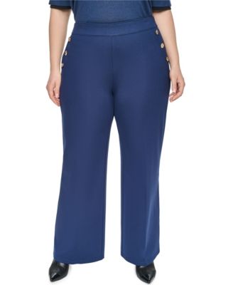 Брюки KARL LAGERFELD PARIS Plus Size Compression Sailor Mid-Rise Straight