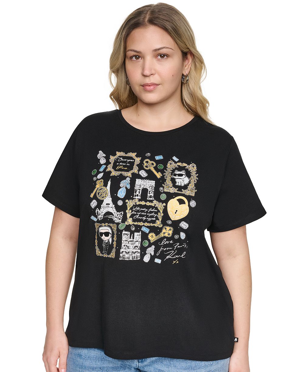 Футболка KARL LAGERFELD PARIS Plus Size Crewneck Whimsy Frames Logo
