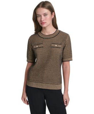 KARL LAGERFELD PARIS Women's Short-Sleeve Sweater