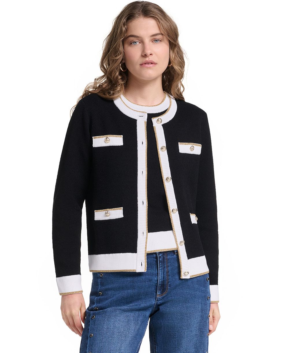 KARL LAGERFELD PARIS Women's Four-Pocket Cardigan