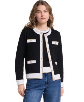 KARL LAGERFELD PARIS Women's Four-Pocket Cardigan
