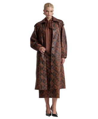 Avec Les Filles Women's Button-Front Spread Collar Maxi Coat