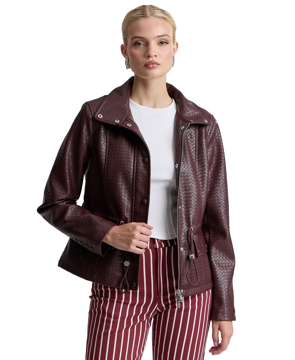 Avec Les Filles Women's Textured Mock-Neck Jacket