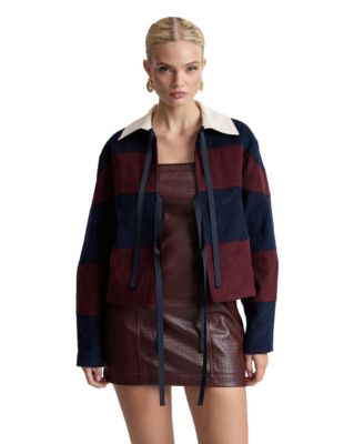 Avec Les Filles Women's Striped Rugby Front Tie Jacket