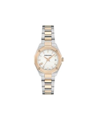Ferragamo женские двухцветные стальные наручные часы с браслетом, 28 мм