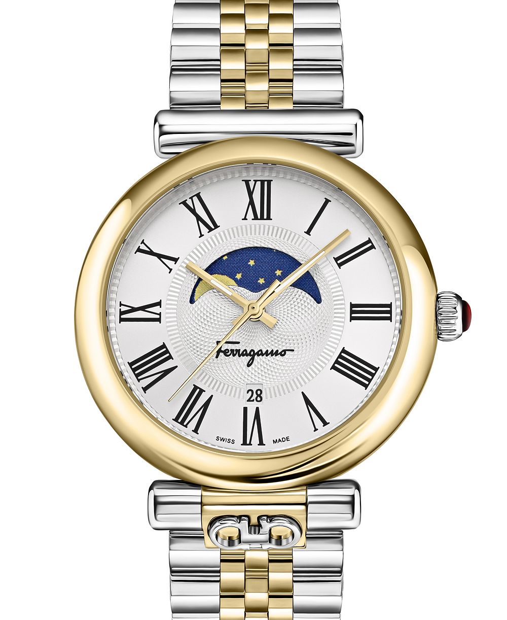 Ferragamo наручные часы Ora Moonphase двухцветные из нержавеющей стали, 40mm (Женский)
