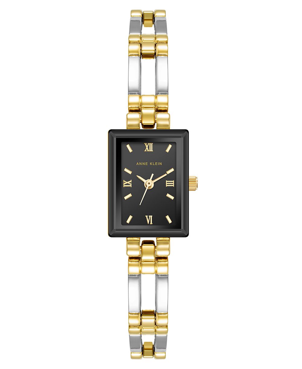 Anne Klein Женские кварцевые наручные часы с прямоугольным циферблатом, двухцветный сплав 28mm x 16.3mm