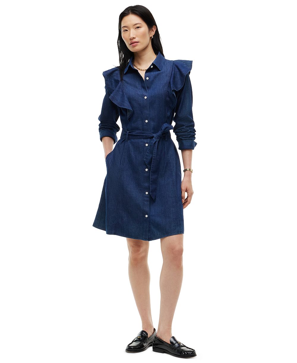 Tommy Hilfiger Women's Denim Volant Polo Collar Dress