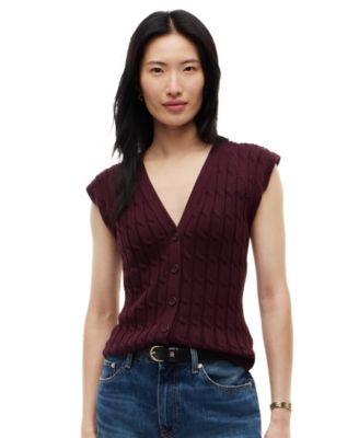 Кардиган Tommy Hilfiger Women's Cable Knit V-Neck Cap-Sleeve