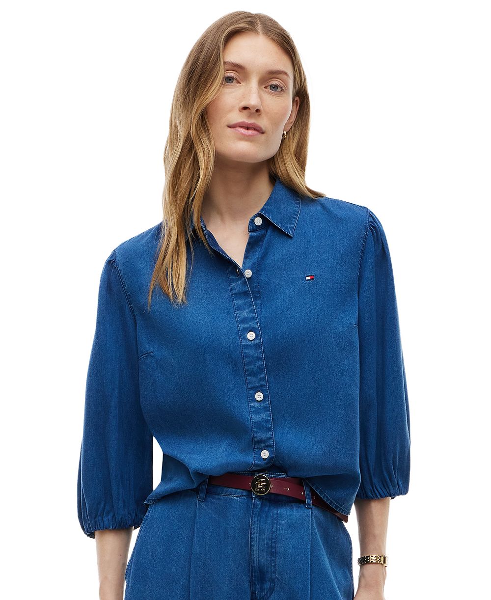 Tommy Hilfiger Women's Chambray Puff-Sleeve Button-Front Shirt