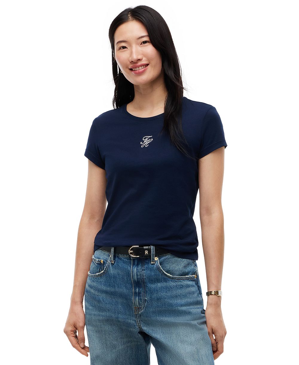 Tommy Hilfiger Women's Script Logo Crewneck Short-Sleeve T-Shirt