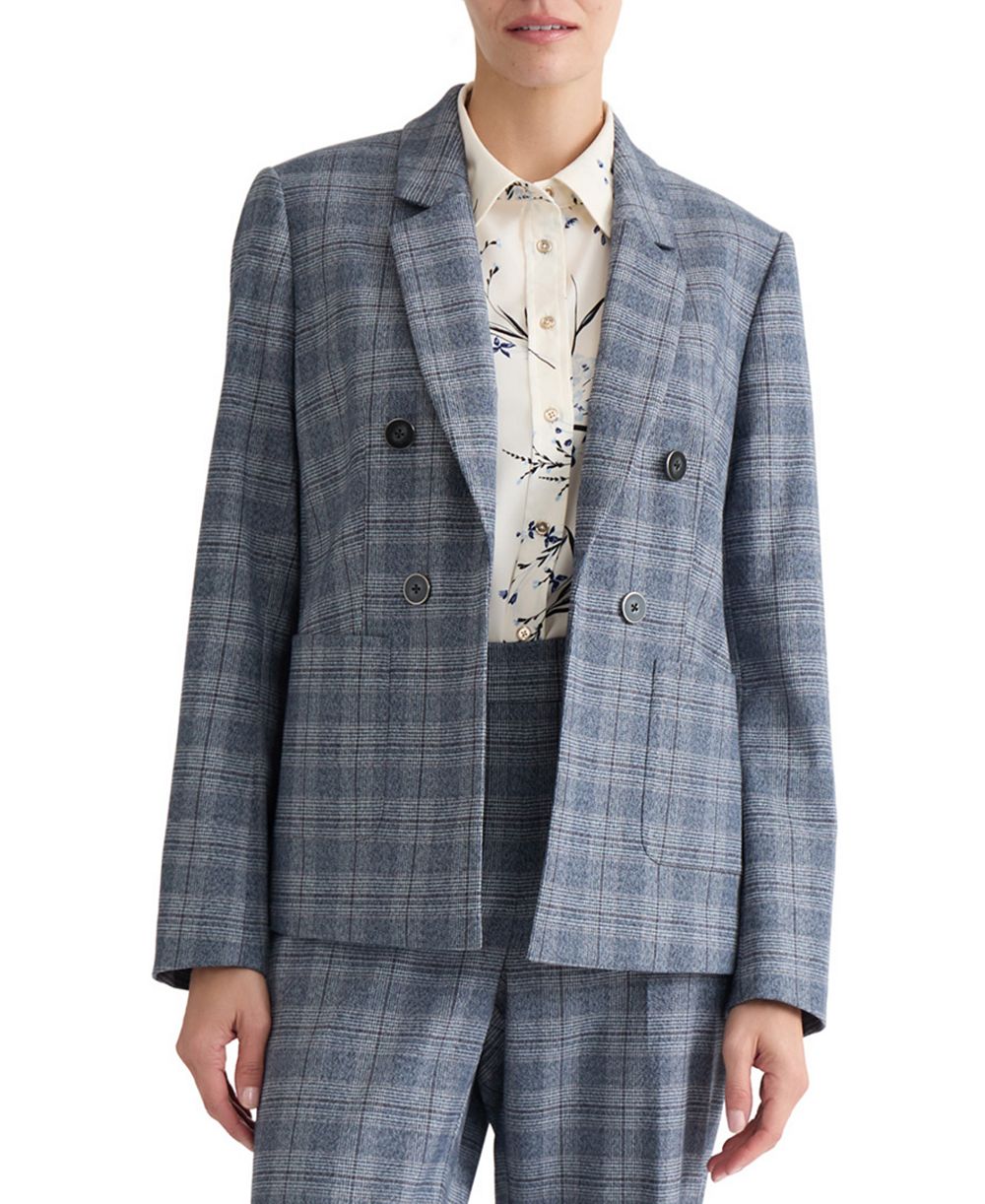 Jones New York Petite Plaid Double-Breasted Blazer