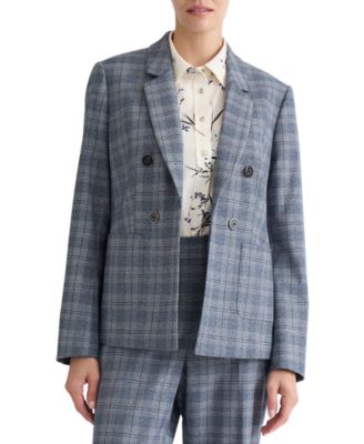 Jones New York Petite Plaid Double-Breasted блейзер