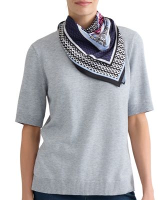 Jones New York Petite Short-Sleeve Crewneck Knit Top with Scarf