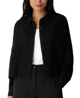 Eileen Fisher Women's Doubleweave Collared Neck Cotton-Blend Jacket