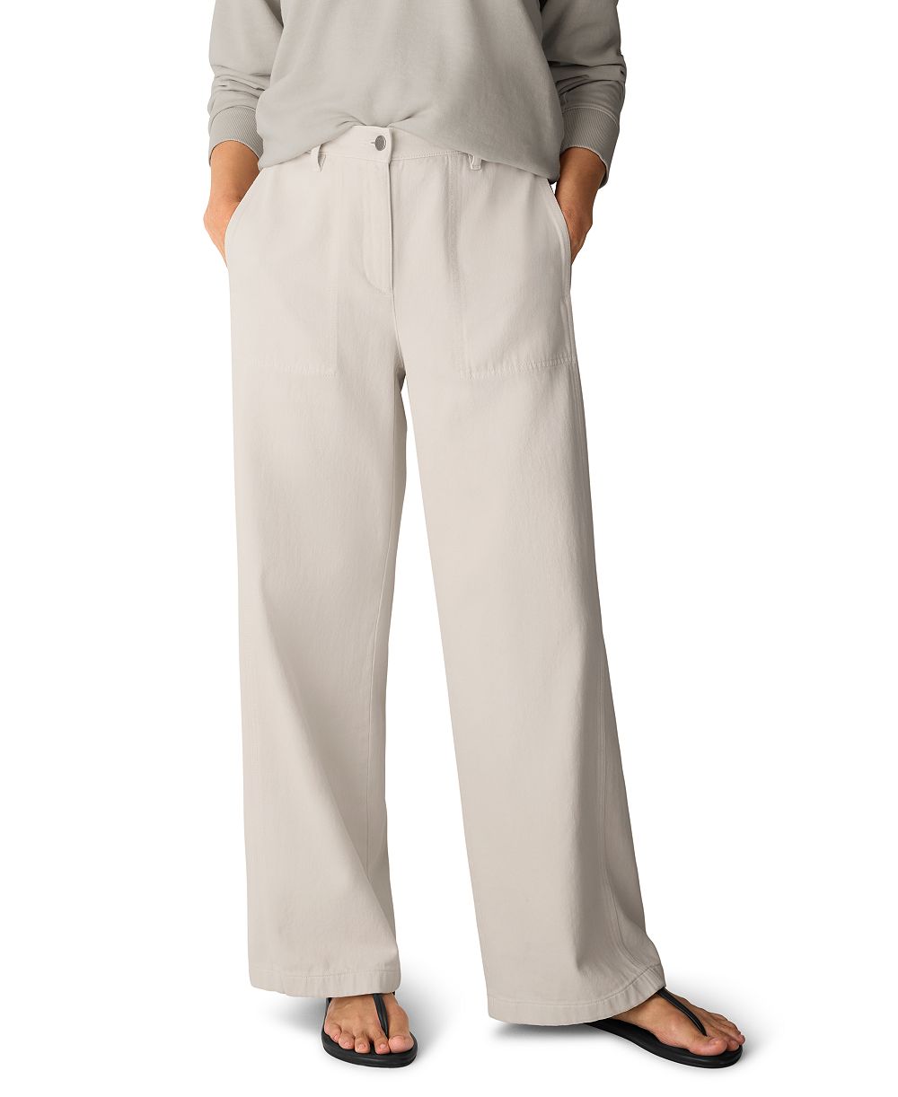 Eileen Fisher Women's High-Waist Wide-Leg Cotton Pants