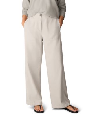 Eileen Fisher Женские хлопковые брюки с высокой талией и широкими штанинами