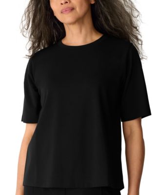 Eileen Fisher Женская футболка с коротким рукавом и круглым вырезом
