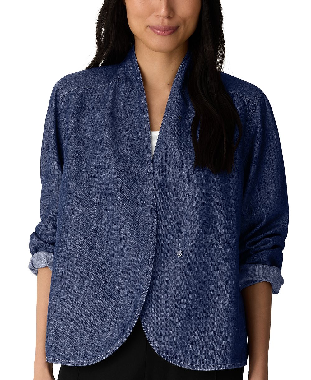 Eileen Fisher Women's Lightweight Curved-Front Denim Jacket