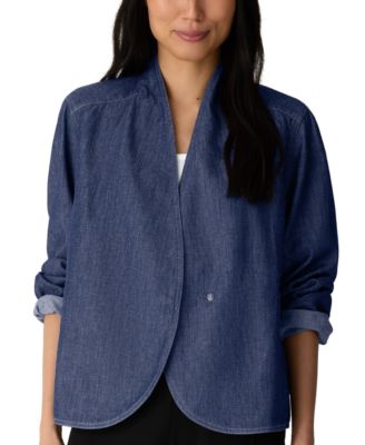 Eileen Fisher Женский легкий джинсовый жакет с изогнутым передом