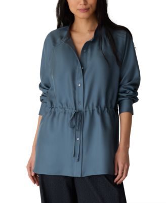 Eileen Fisher Женская шелковая блузка с воротником-стойкой