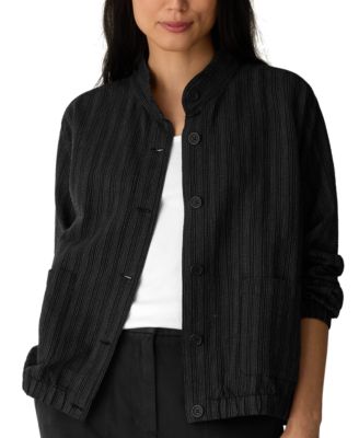 Eileen Fisher Women's Band-Collar Long-Sleeve Jacket