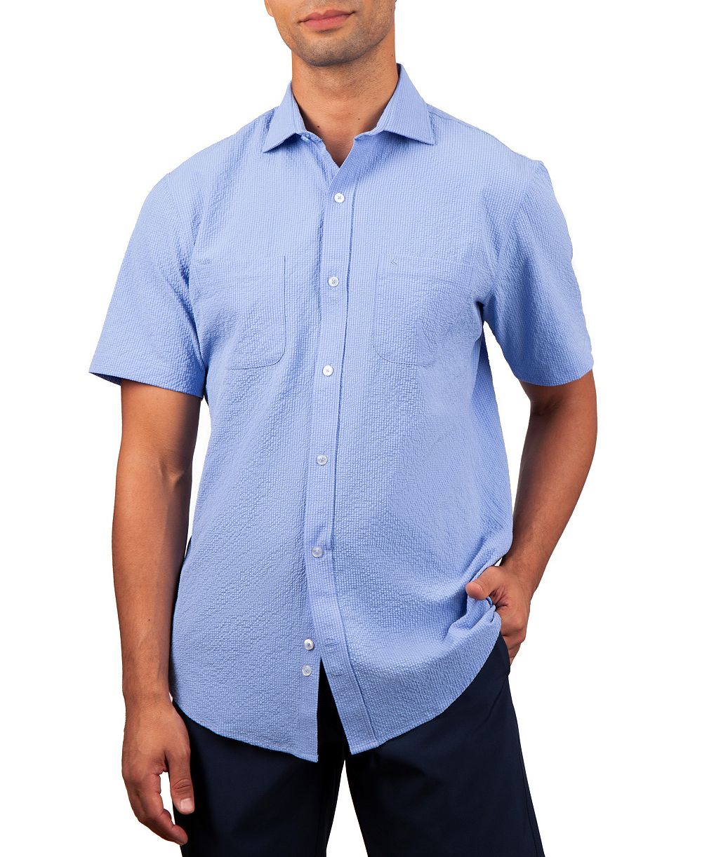 Tailorbyrd Men's Solid Seersucker Short Sleeve Shirt