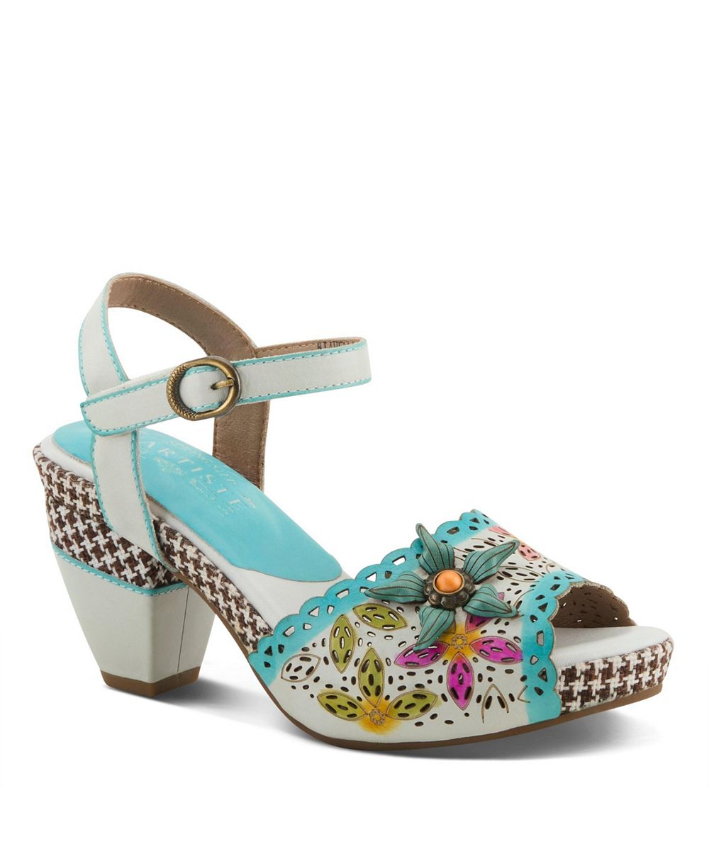 L'Artiste Women's Ankle Strap with Hand-Painted Design