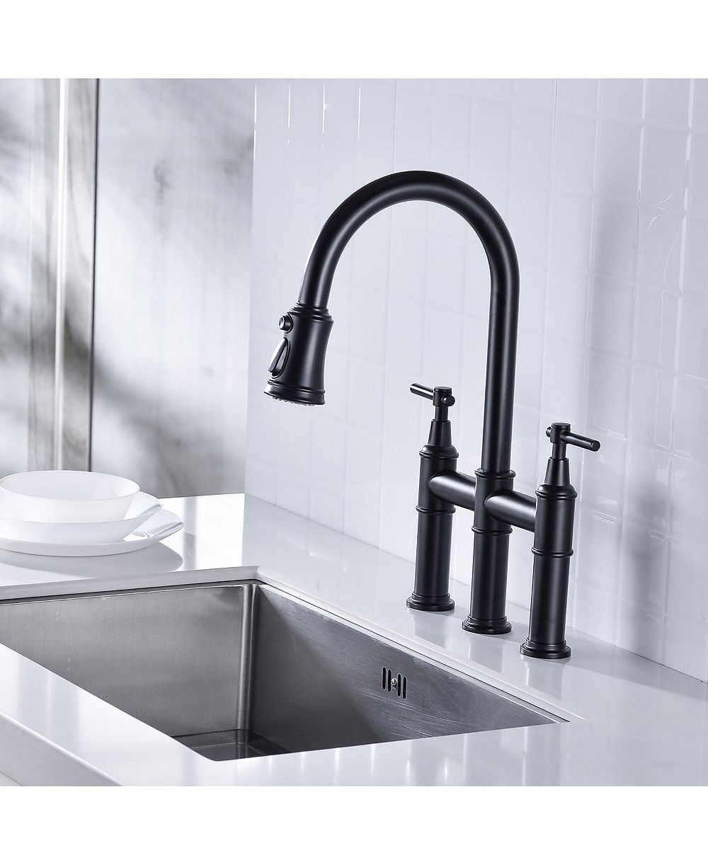 PHYING Bridge Kitchen Faucet with Pull-Down Sprayhead in Spot