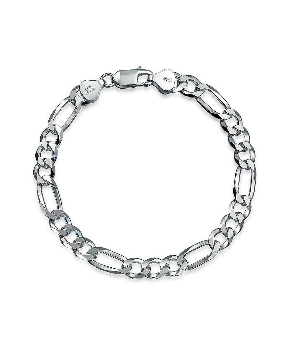 Bling Jewelry Thick Heavy Solid Sterling Silver Figaro Chain Link Bracelet