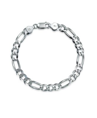 Bling Jewelry Thick Heavy Solid Sterling Silver Figaro Chain Link Bracelet