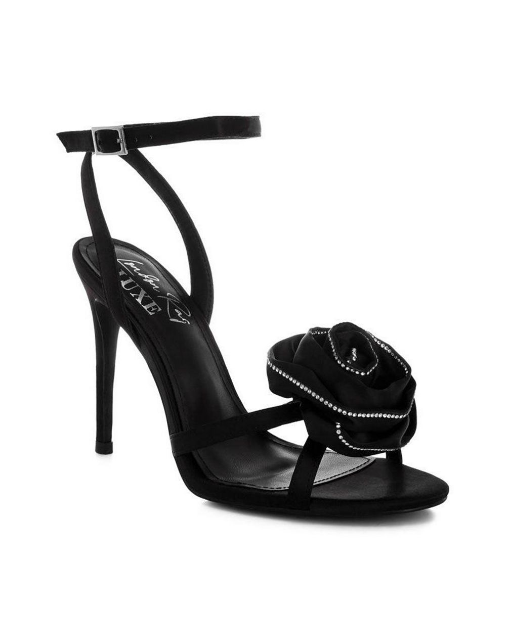 London Rag Women's Candela Floral Rhinestone Accent Heel Sandals