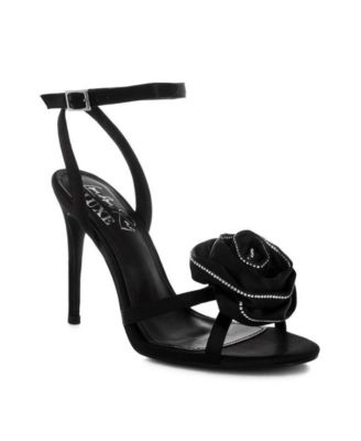 London Rag Women's Candela Floral Rhinestone Accent Heel Sandals