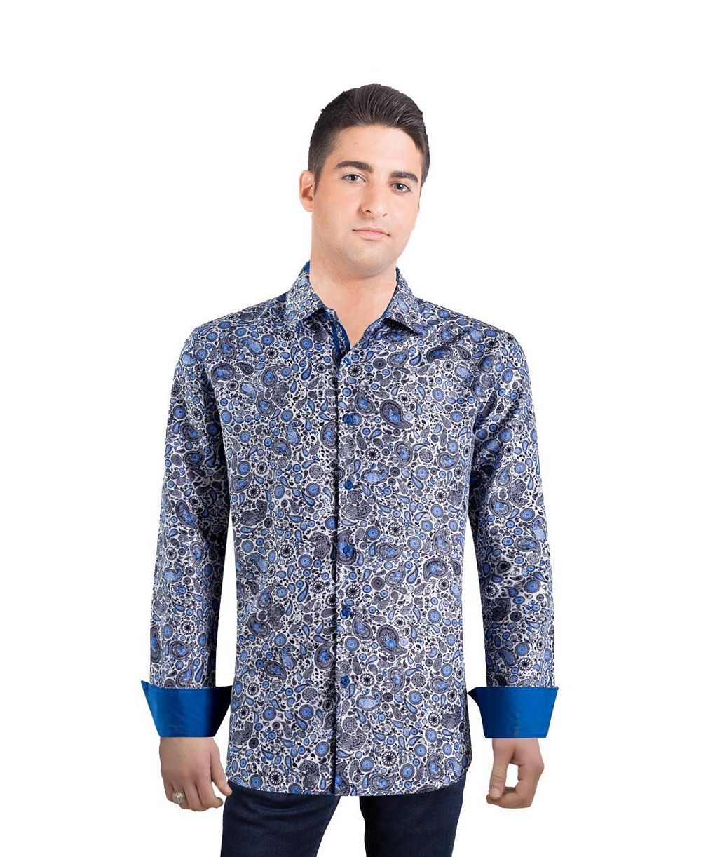 Elie Balleh Men's Slim Fit Modern Paisley Print Button-Down Shirt