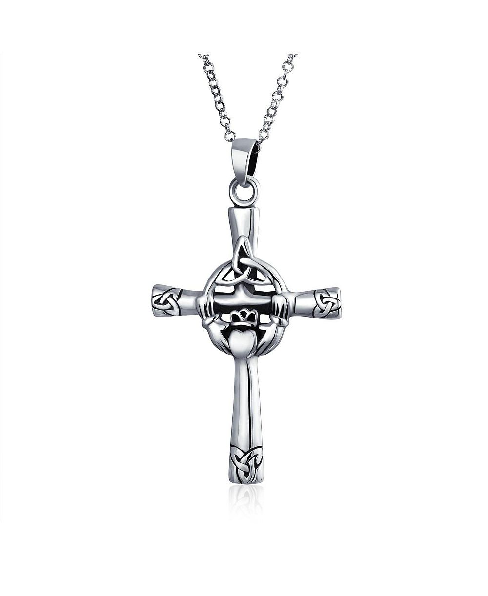 Подвеска Bling Jewelry Celtic Claddagh Cross, узел Trinity Infinity, из стерлингового серебра .925