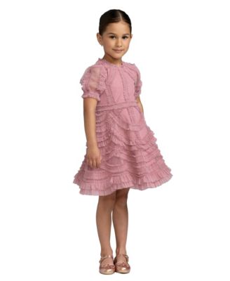 Мини-платье Mac Duggal Big Girls High Neck Puff Sleeve