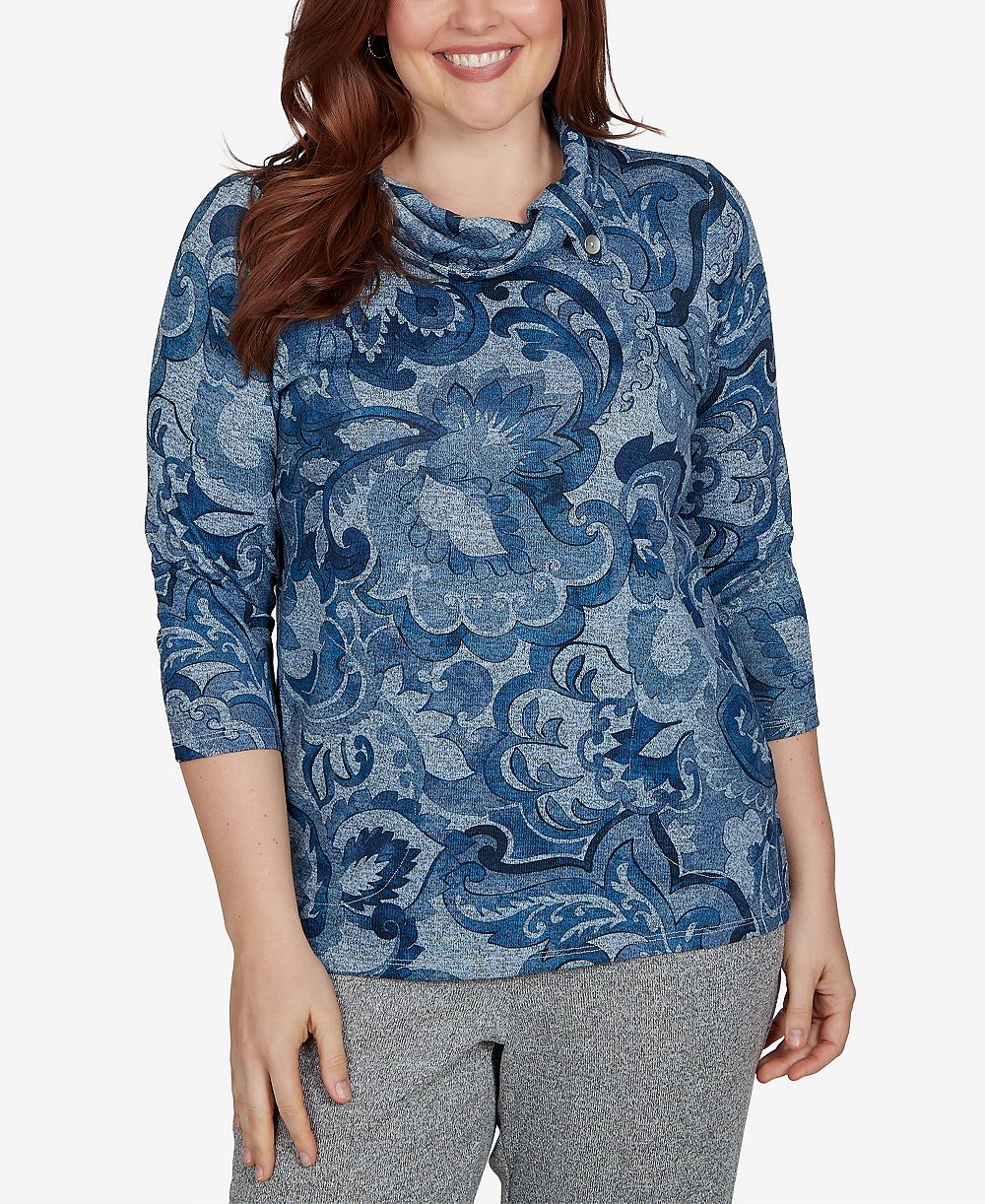 Женский топ Alfred Dunner Paisley Scroll Cowl Neck Pocket