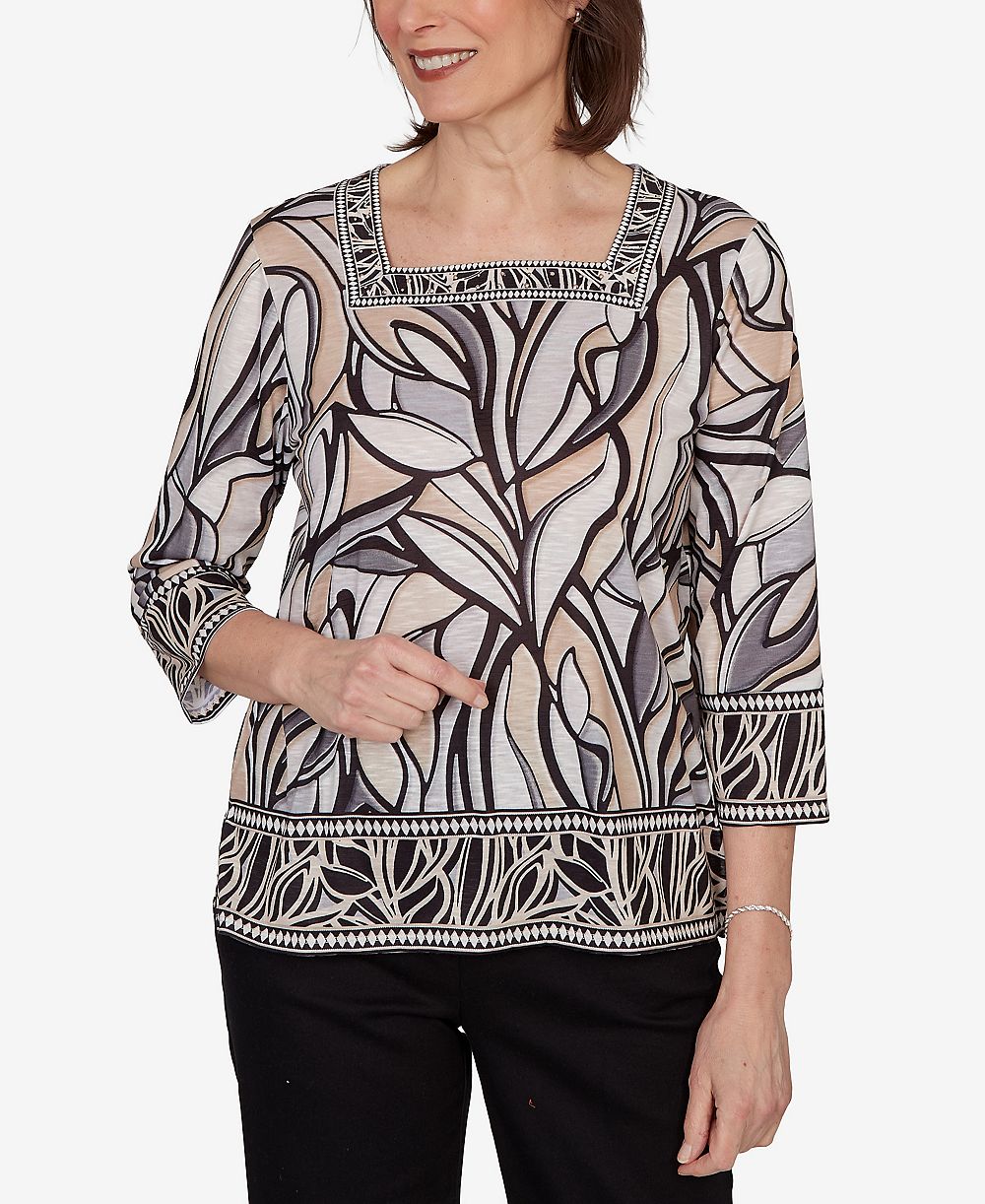 Топ Alfred Dunner Women's Stained Glass Border Trim