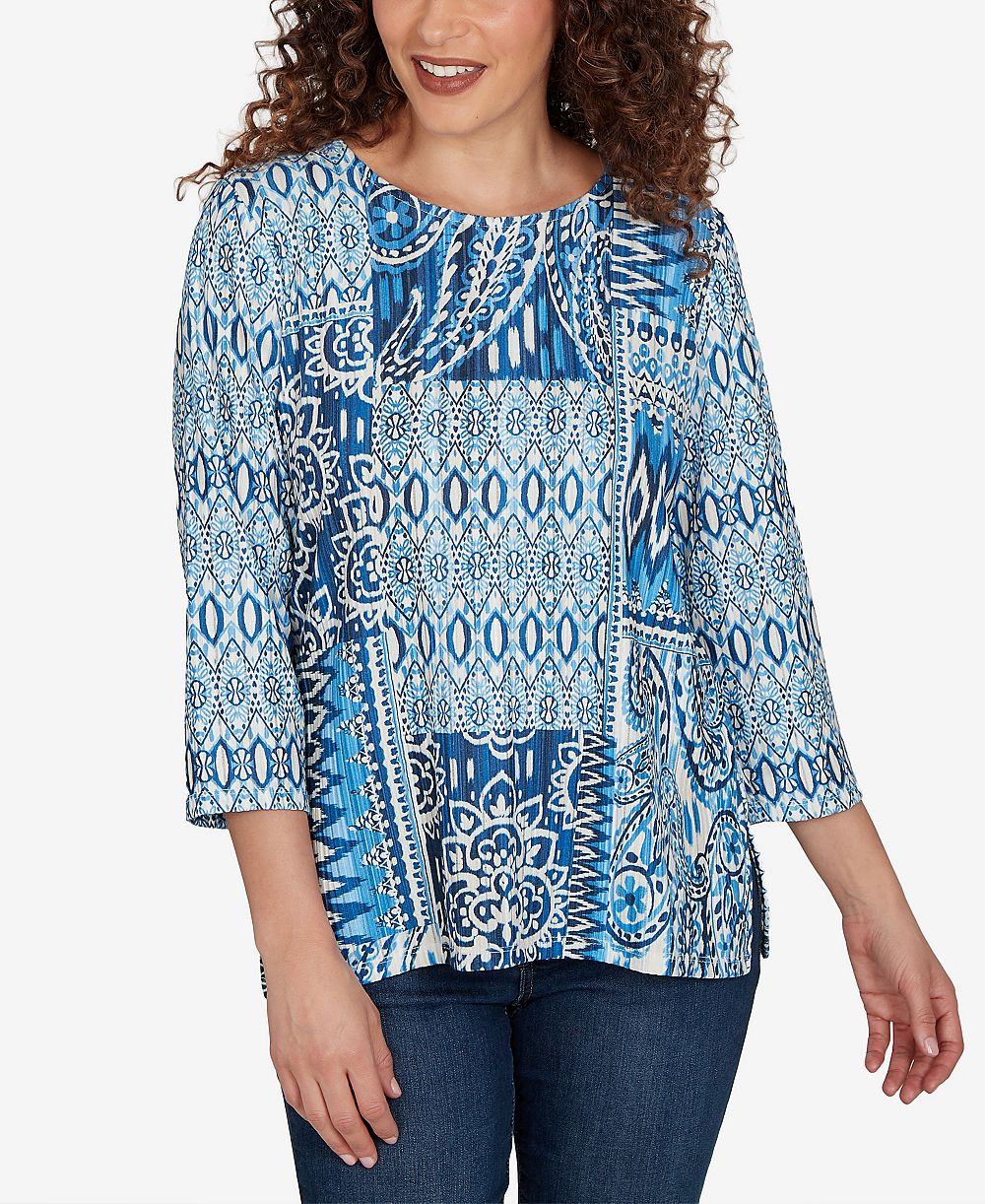 Женский трикотажный топ Alfred Dunner Medallion Navy Patchwork