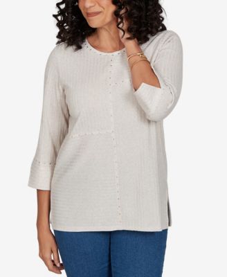 Женский топ Alfred Dunner Spliced Texture Metallic Studded