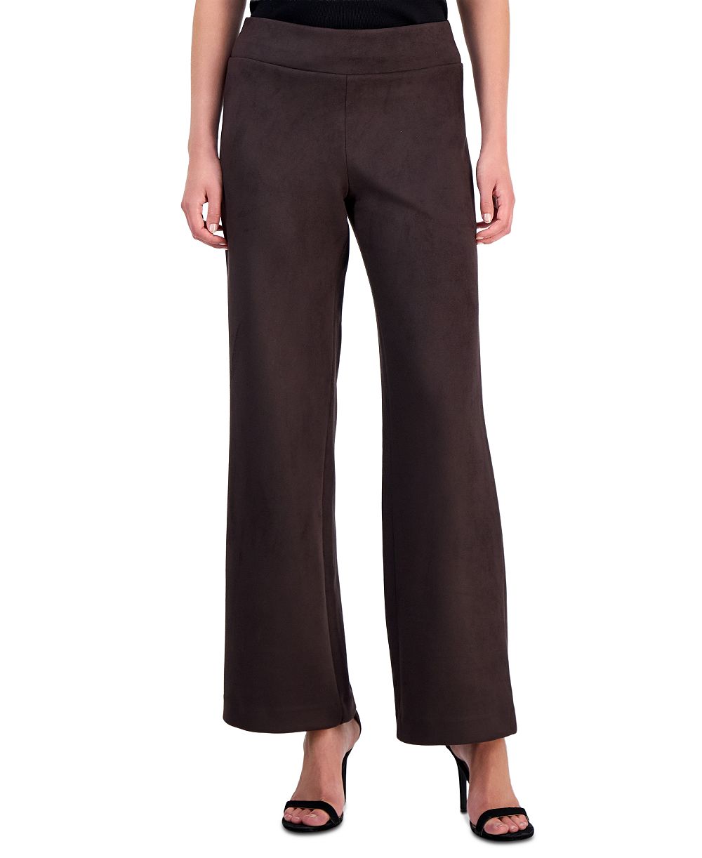 Anne Klein Women's Scuba Suede Pull-On Wide-Leg Pants