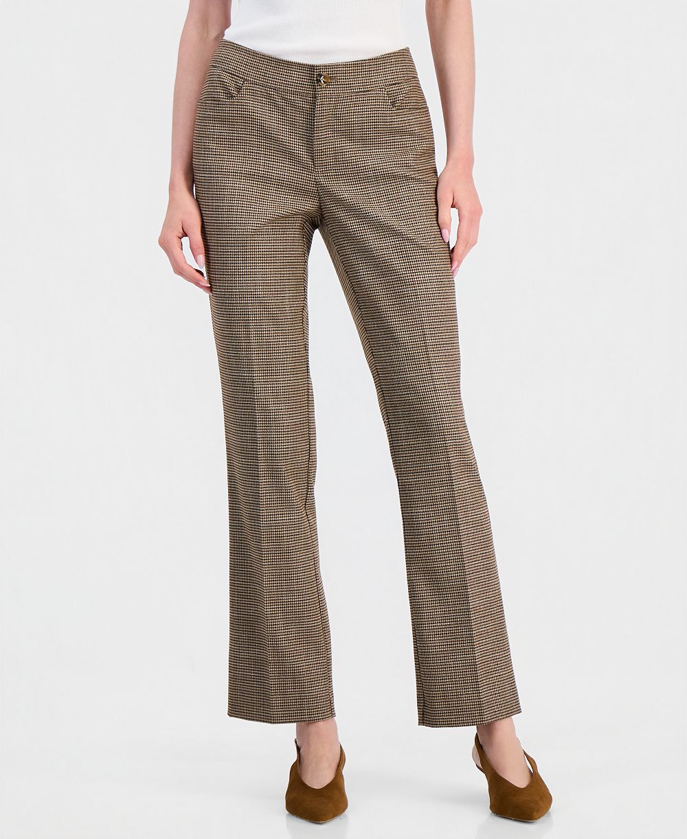 Anne Klein Women's Plaid Mid-Rise Bootcut Pants
