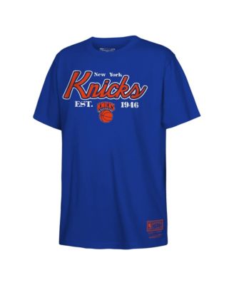 Mitchell & Ness Big Boys and Girls Mitchell Ness Blue New York Knicks Opening Day T-Shirt