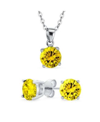 Набор из сережек и кулона Bling Jewelry с круглыми CZ, 4CTW, из стерлингового серебра .925